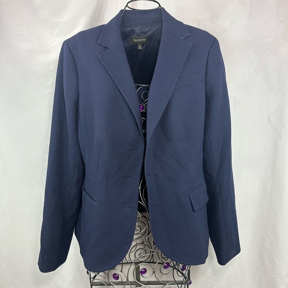 Talbots navy knit blazer size 10